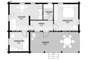 House 70 m2 kaks magamistuba ja suur terrass detailplaneerimisega +