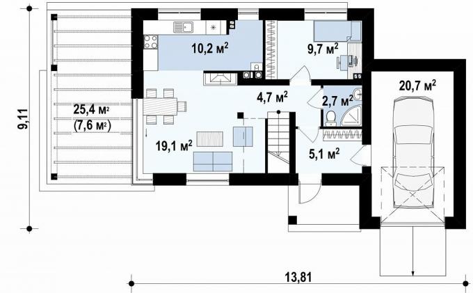 Variant B. Esimese ja teise korruse paigutus (sirvige pilte)