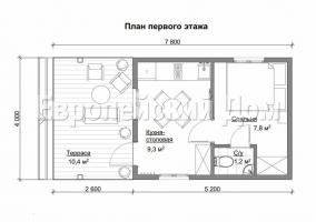 Soome maja 4x8 kitsa piirkondades WC magamistoas