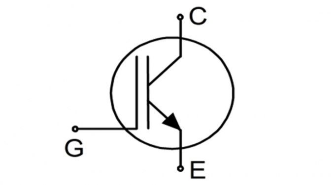 Piktogramm transistor ahelad, kus G - katiku, C- koguja, E - emitter.